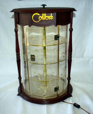 Vintage Round Colibri Lighters Rotating Display Case Lighted Storage Cabinet