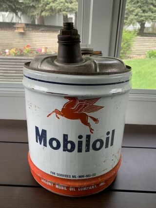 Vintage Socony Mobil Oil Company Inc.  / Pegasus Mobiloil Motor Oil 5 Gallon Can