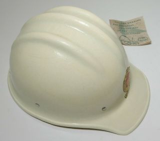 Uss Vintage White Fiberglass Bullard 502 Hard Hat Ironworker