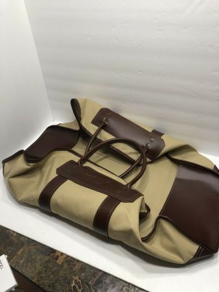 Orvis Gokey Vintage Canvas And Brown Leather Log Carrier Bag