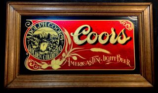 Vintage Adolf Coors Beer Mirror Sign 60 