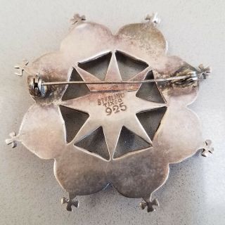 Vintage Jose Anton Style Taxco Large Sterling Silver Brooch Pin With Star and Cr 5