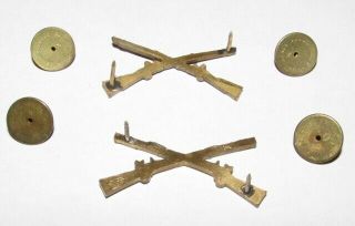 WW2 US Army Infantry Officers Crossed Rifles Brass Matched Pair Meyer Metal 3