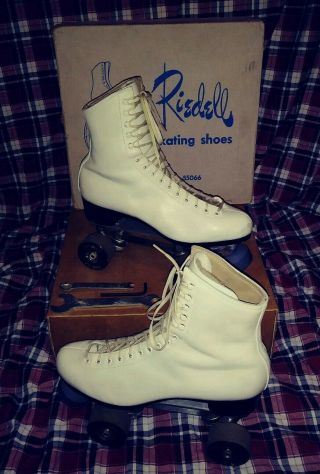 Rare Vintage Riedell Red Wing White Snyder Deluxe Custom Skates Sz 9