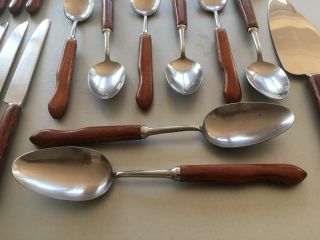 Mid Century Vintage Wostenholm Sheffield Teak Cutlery Set,  Knives Forks Spoons 5