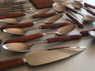 Mid Century Vintage Wostenholm Sheffield Teak Cutlery Set,  Knives Forks Spoons 7