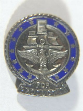 Vintage Wwii Era Us Navy Award For War Work Production Sterling Enamel Pin