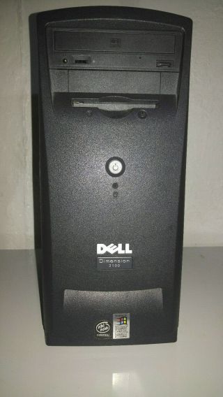 Dell Dimension 2100 Vintage Pc Tower Unit Ide Hd 3.  5,  14gb,  128 Ram Memory