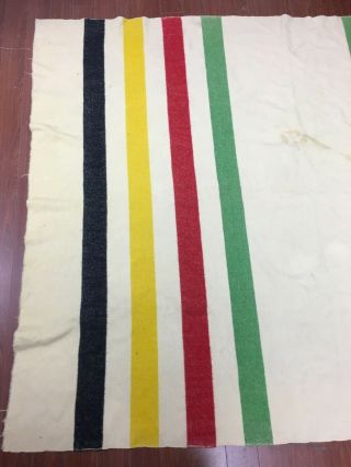 Vintage Hudson ' s Bay Company Striped 4 Point Wool Blanket 92 