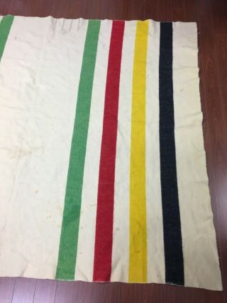 Vintage Hudson ' s Bay Company Striped 4 Point Wool Blanket 92 