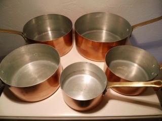 Vintage French copper sauce pans 3