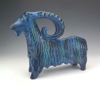 Vintage Bitossi Aldo Londi - Rimini Blu - Large Goat Figure - 1960 