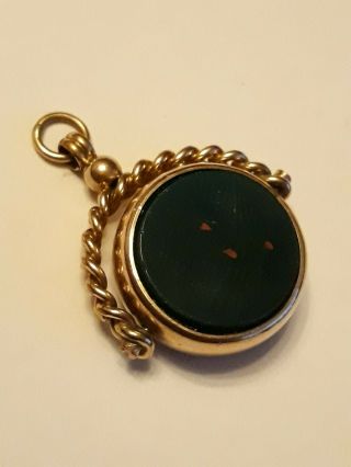 Antique Victorian Gold Bloodstone Swivel Pocket Watch Fob