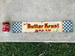 Authentic Vintage Embossed Butter Krust Bread Metal Sign,  Texas