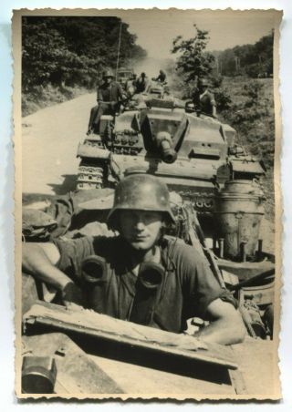 German Wwii Archive Photo: Convoy Of Wehrmacht Stug Iii Assault Guns