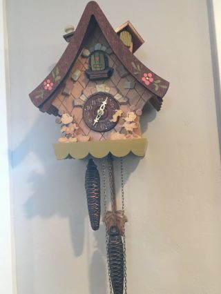 Vintage Disney Mickey Minnie Chalet / House Cuckoo Clock - Germany 3