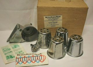 Vintage Hobart Kitchenaid Rotor Slicer Shredder Rvs Metal Attachment In Org Box