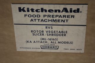 Vintage Hobart KitchenAid Rotor Slicer Shredder RVS Metal Attachment in Org Box 4