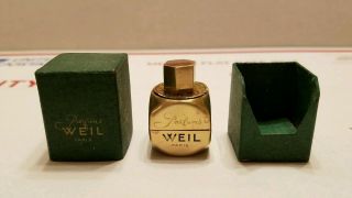 Very Rare Vintage 1930s Weil " Padisha " Gold Cube Brass Minitaure Bottle Perfume