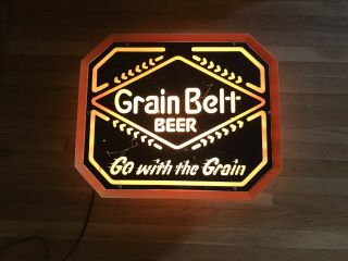 Vintage Grain Belt Beer “go With The Grain” Lighted Beer Sign Minneapolis Mn