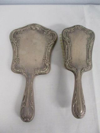 Vintage Gorham Sterling Silver 27 Vanity Hand Mirror & Hair Brush