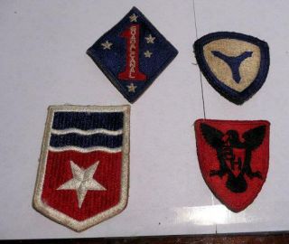4 Wwii Military Patches 1st Marine Division Guadalcanal 3rd Service Service Comm