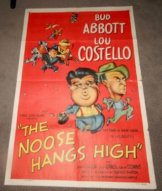 Vintage Movie Poster - Abbott & Costello Noose Hangs High (1948) - Rare