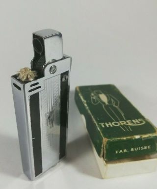 Thorens Art Deco Vedette Vintage Lighter Classic Black & Silver Detail - Box