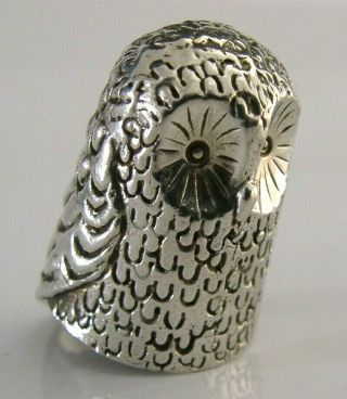 Novelty Cast Solid Sterling Silver Owl Thimble 1985 Heavy 16g
