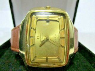 Vintage Omega Geneve Day Date Gold Plated Stainless Automatic Men Watch