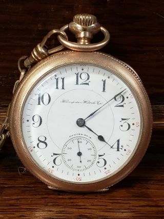 1902 HAMPDEN Wm.  McKinley Pocket Watch Dueber Special Case 16s 17J Running 2