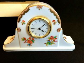 Herend Porcelain Handpainted Rare Anniversary Queen Victoria Table Clock (avbo)