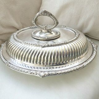 Quality Heavy Large Silver Plate Entree Dish With Drainer Insert - Mappin & Webb