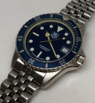 Vintage Tag Heuer 1000 Blue 200m 980.  613 B Professional 200m Diver