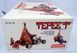 TEPEE T 1/32 scale vintage AURORA plastic kit complete contents - Hot Rod 3