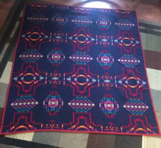 VINTAGE PENDLETON WOOL TRADE REVERSIBLE BLANKET Beaver State 63x76 