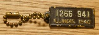 Vtg Mini 1941 Illinos License Plate Keychain Goodrich Tires Batteries