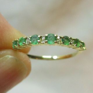 Vintage Estate 14k Yellow Gold Emerald And Diamond Ring - 1.  6 Grams - Size 7