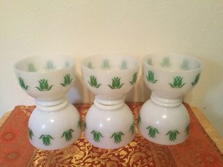 6 Vtg Fire King Green Tulip Bowls Assorted Numbers Minty