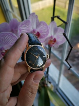 Ulysse Nardin Vintage Automatic Gold Plated Watch 33.  8mm Case Black Dial