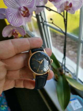 Ulysse Nardin Vintage Automatic Gold Plated Watch 33.  8mm case Black Dial 7