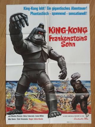 Toho: King Kong Escapes Vintage German 1 - Sheet 1967 Kingu Kongu No Gyakushû