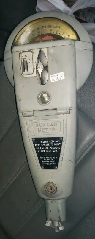 Vintage Duncan 2hr Coin Operated Parking Meter 1c 5c 10c With Coin Cup