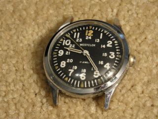 Vintage Vietnam Westclox Us Military 24hr Wrist Watch Black Dial 17 Jewel M101