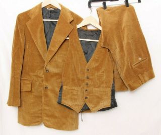 Briarloom Woolf Brothers Brown Corduroy Jacket Vest Pants 3 Piece Suit Mens 40