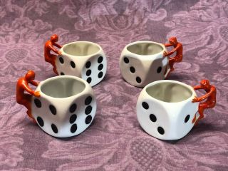 Set 4 Vintage Estate Royal Bayreuth Devil With Dice From Cards Series Demi Cup