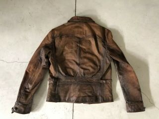 Polo Ralph Lauren Large Brown Leather Biker Jacket RRL Newsboy Tarnished VTG 11