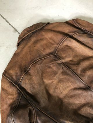 Polo Ralph Lauren Large Brown Leather Biker Jacket RRL Newsboy Tarnished VTG 12