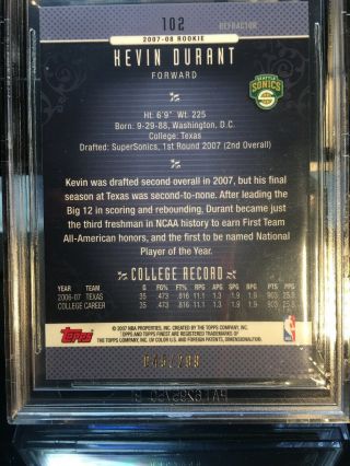2006 - 07 Topps Finest Blue Refractor Kevin Durant BGS 9.  5 Gem RC XRC /299 RARE 2
