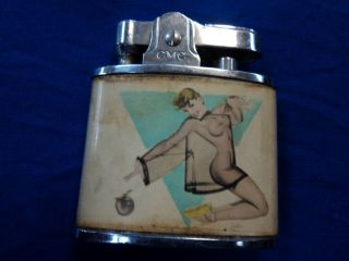 VINTAGE FLAT LIGHTER PIN UP GIRLS CONTINENTAL (R) 2